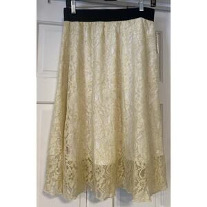 LULAROE Women’s Whimsy Goth Small LOLA lace A-line skirt NWT Gauzy Gold Lined